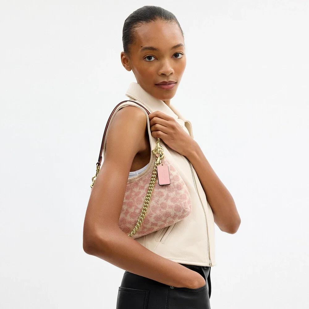 Coach Teri Shoulder Bag In Signature Beaded Satin NWT